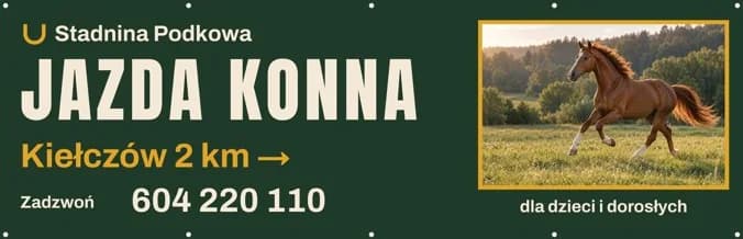 Przykładowy projekt: Baner 180×60 cm — stadnina