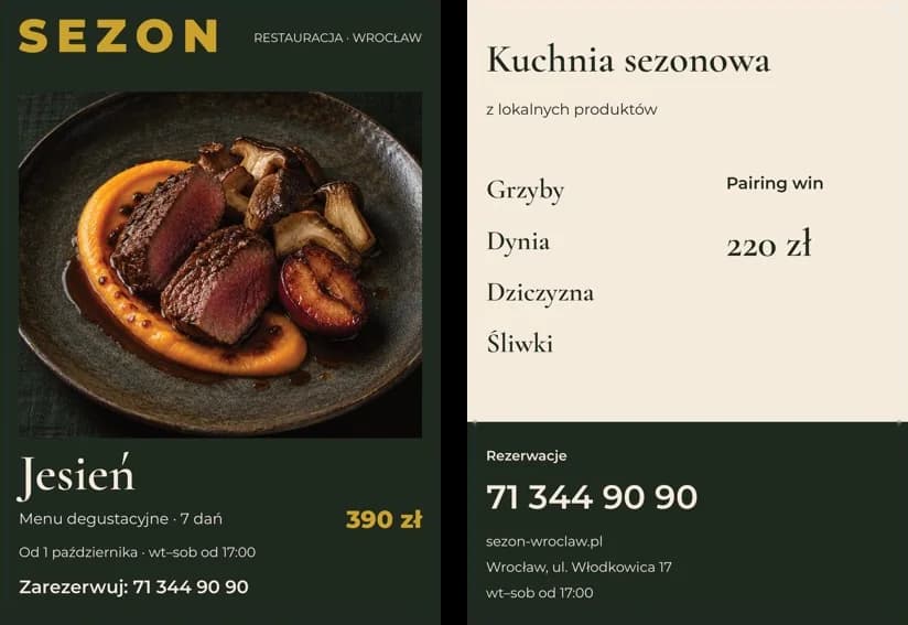 Przykładowy projekt: Ulotka A6, przód i tył — restauracja