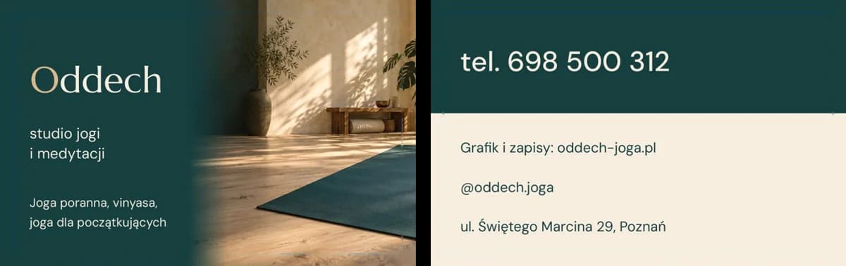 Przykładowy projekt: Wizytówka, przód i tył — studio jogi