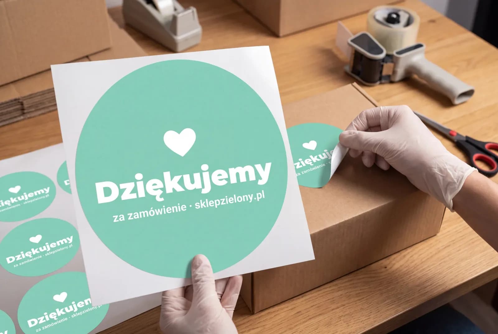 Na laptopie, butelce, pudełku