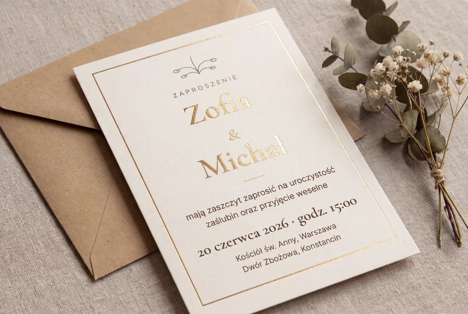 Złocona botanika na fakturowanym papierze