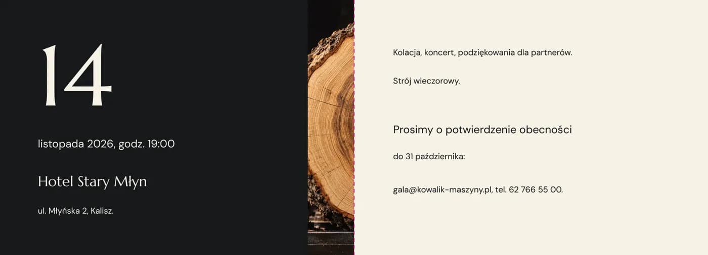 Wnętrze zaproszenia przed poprawką