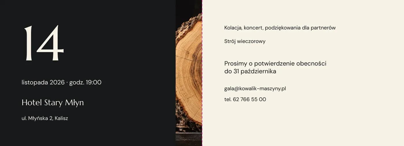 Wnętrze zaproszenia po poprawce